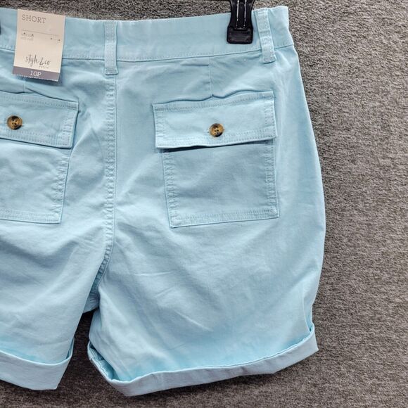 Style & Co Shorts Women's 10P Aqua Blue Rolled Cuff Bermuda - Picture 6 of 14